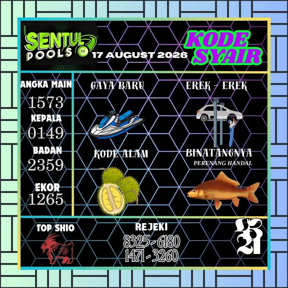 Kode Syair Sentul Pools Agustus 2026

