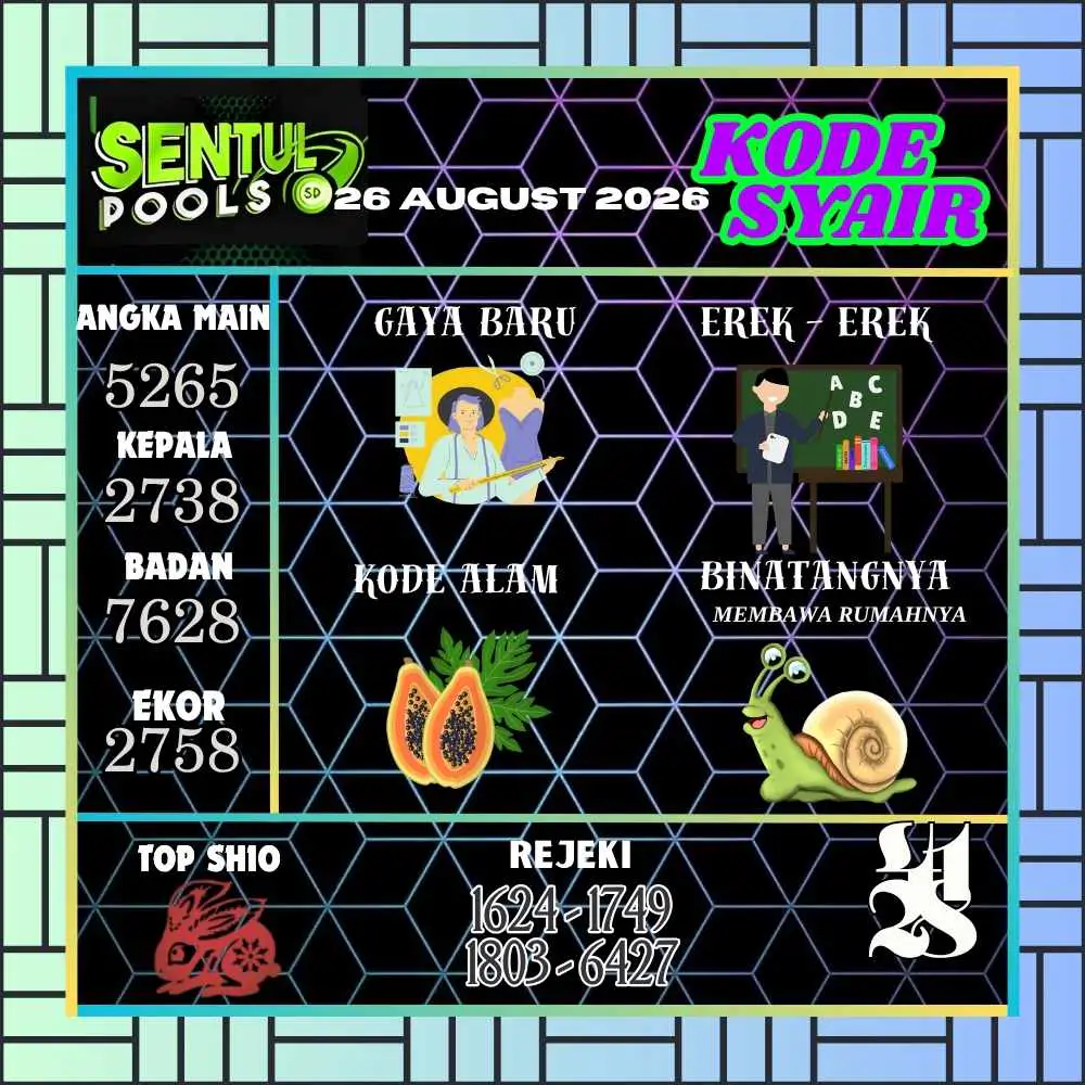 Kode Syair Sentul Pools Agustus 2026
