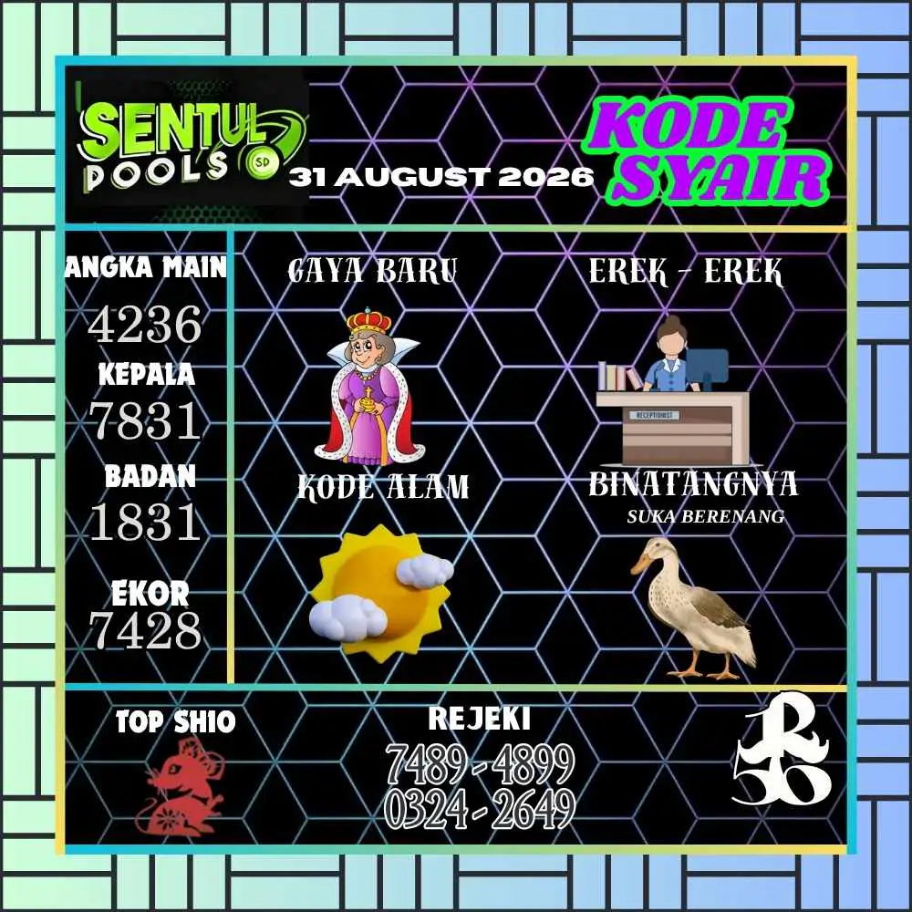 Kode Syair Sentul Pools Agustus 2026
