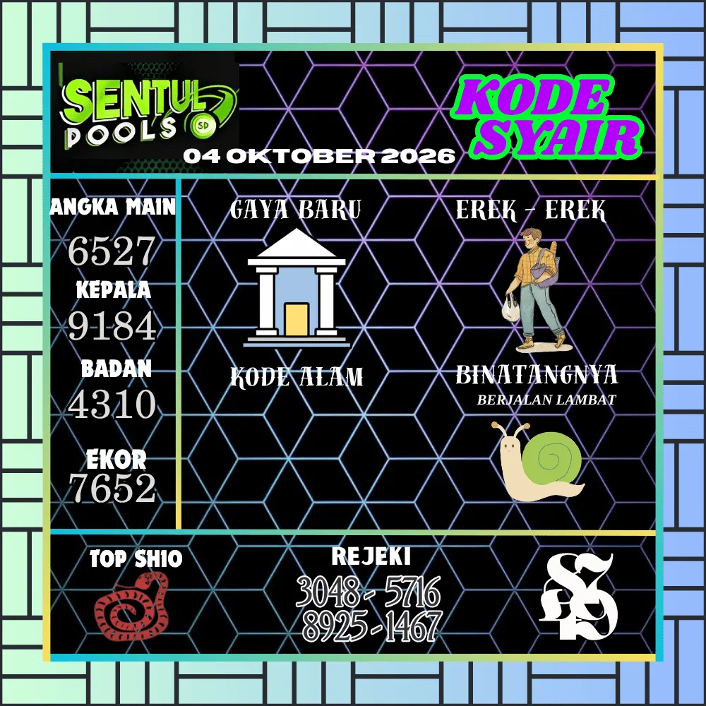 Kode Syair Sentul Pools Oktober 2026
